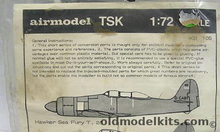 Airmodel 1/72 Hawker Sea Fury T20 / Hawker Typhoon F1A / Spitfire Mk XVI and Beaufighter F.X Thimble Nose Conversions - Bagged, 105 plastic model kit